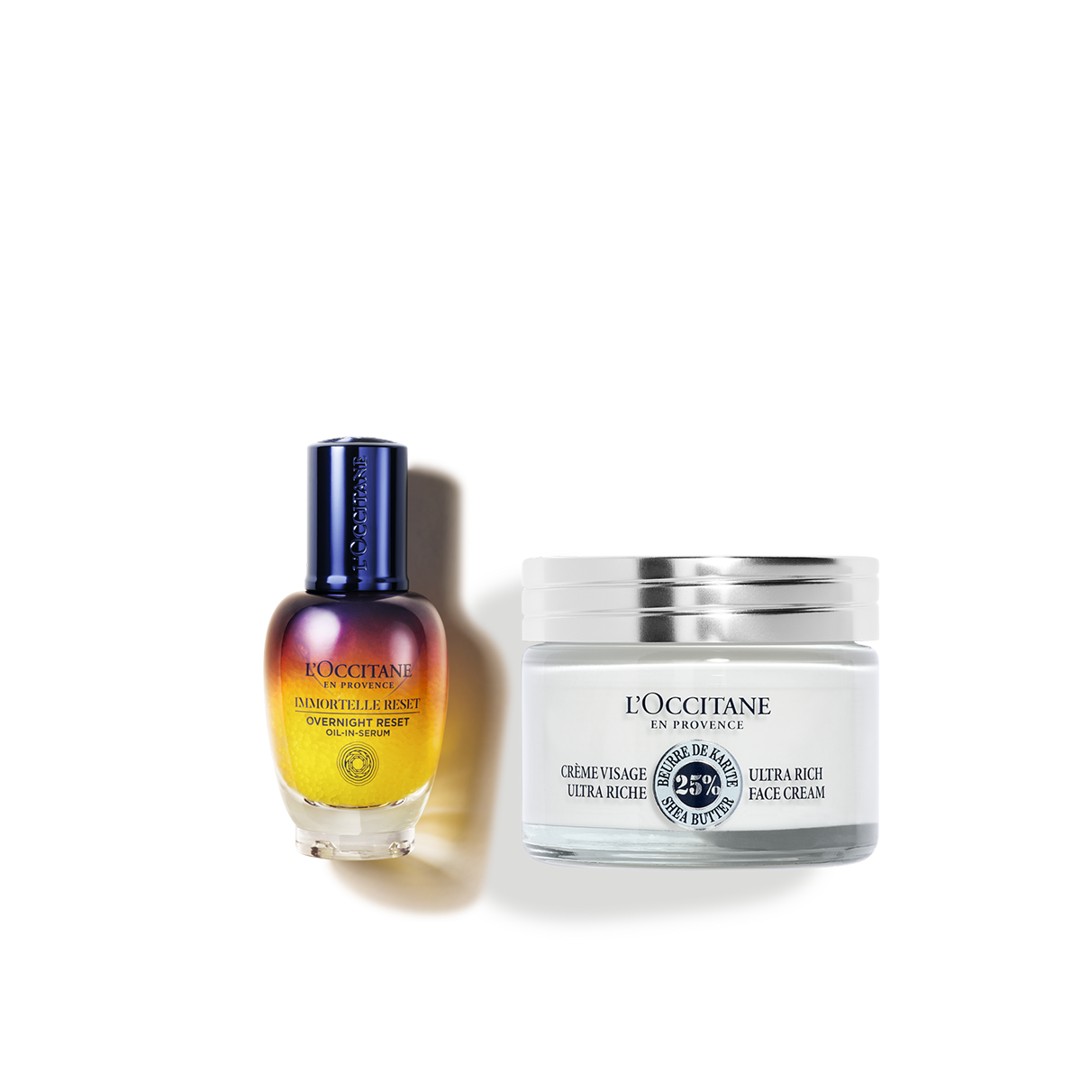 Zestaw w cenie specjalnej - Duet serum Immortelle Reset i Bogaty krem do twarzy Masło Shea