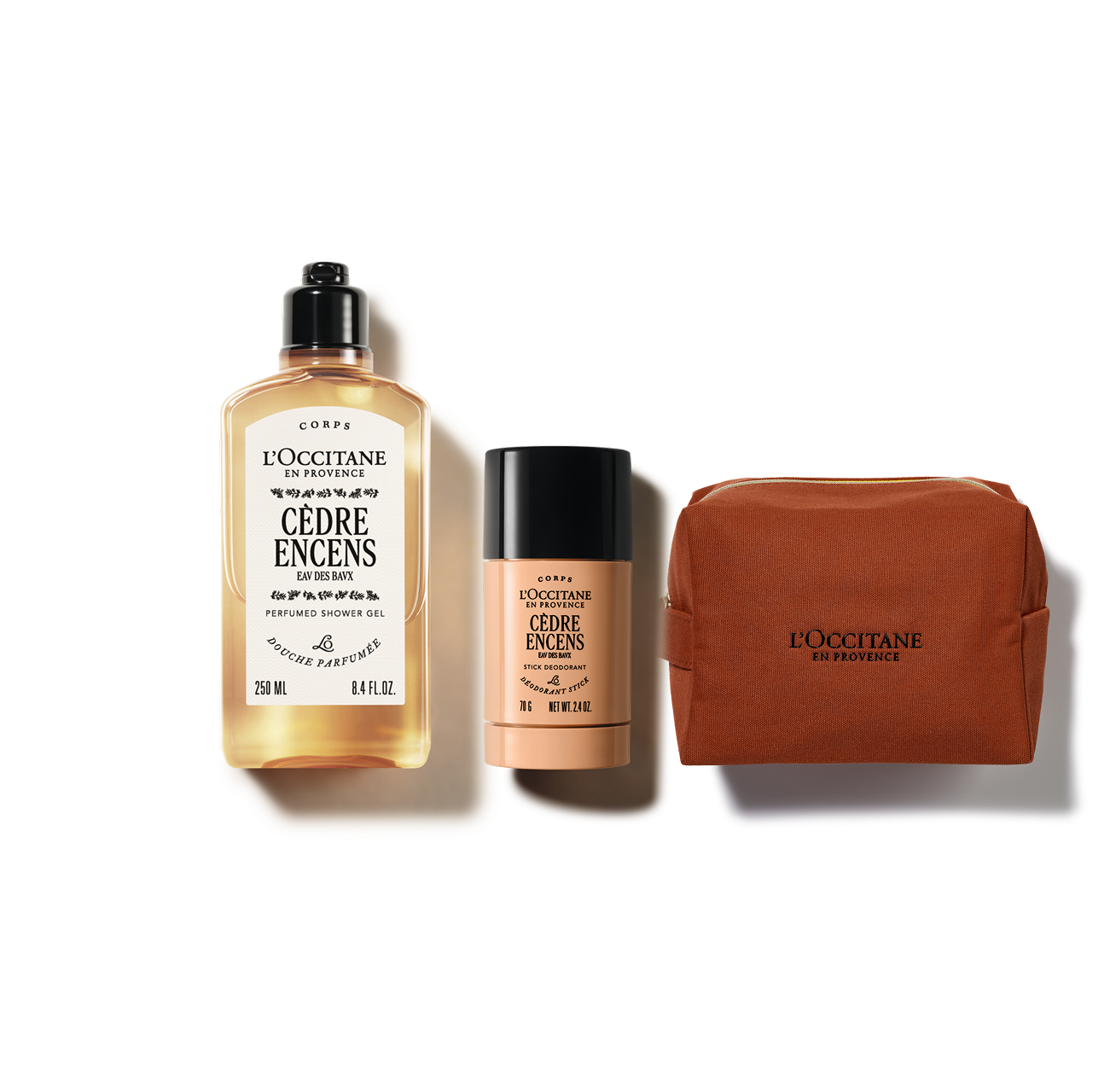 Zestaw w cenie specjalnej - duet Cèdre Encens (Baux) z kosmetyczką